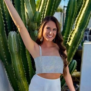 12th Tribe Silver Rhinestone Top